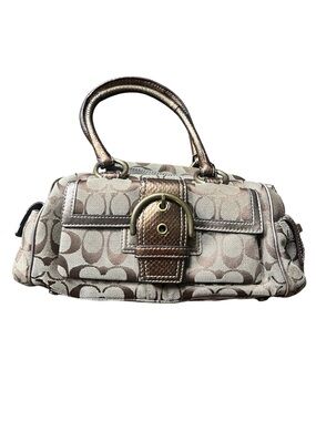 2005 Vintage Coach Exotics Collection
Signature Khaki & Snakeskin Small Satchel